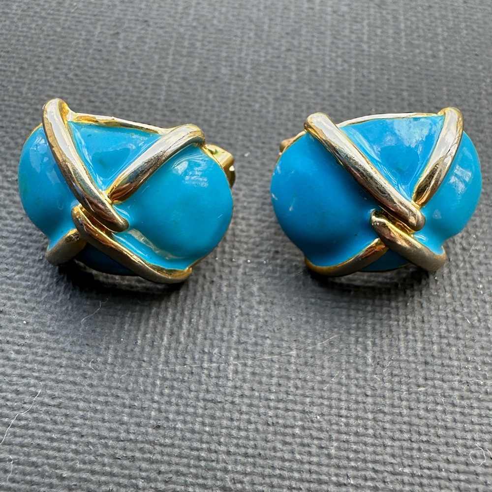Gold and Blue Women's Earrings